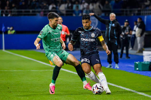FOOTBALL : ESTAC Troyes vs Olympique de Marseille - Ligue 1 - JournÃ e 6 - 11 10 2026 Emerson (OM) Antoine Mille (ESTAC Troyes) TroyesFrance  Copyright: xBaptistexAutissierx