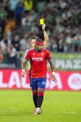 October 11, 2026, Sevilla, Sevilla, Spain: Valentin Rosier of CA Osasuna see the yellow card during the Spanish league, LaLiga EA Sports, football match played between Real Betis and CA Osasuna at La Cartuja stadium on October 11, 2026, in Sevilla, Spain. Real Betis V CA Osasuna - LaLiga EA Sports  - ZUMAa181 20261011_zaa_a181_338 Copyright: xJoaquinxCorcherox
