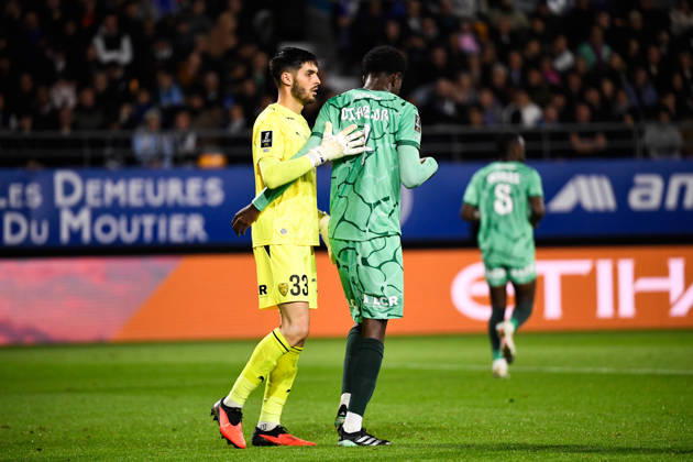 ESTAC Troyes v Olympique de Marseille - Ligue 1 McDonald s 2026 2027 Patrick Beach of Troyes and Michel Junior DIAZ of Troyes during Ligue 1 McDonald s match between Troyes and Marseille at Stade de l Aube on October 11, 2026 in Troyes, France. Troyes France  Copyright: xEwenxGavetx 776573381