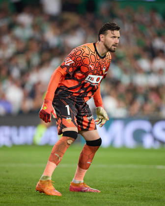 October 11, 2026, Santander, Cantabria, Spain: Stole Dimitrievski of Valencia CF looks on during the LaLiga EA Sports match between Real Racing Club de Santander and Valencia CF at Campos de de El Sardinero on October 11, 2026, in Santander, Spain. Santander Spain - ZUMAa181 20261011_zaa_a181_372 Copyright: xRicardoxLarreinax