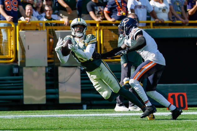 NFL, American Football Herren, USA 2026: Bears Vs Packers OCT 11 Oct 11, 2026; Green Bay, WI, USA; Green Bay Packers wide receiver Matthew Golden (0) makes a catch that was called back due to offensive pass interference during NFL game action against the Chicago Bears at Lambeau Field. Mandatory Credit: Darren Lee-Cal Media (Credit Image: Â Darren Lee Cal Sport Media) Green Bay Wi USA EDITORIAL USE ONLY Copyright: xx ZUMA-20261011_zma_c04_253.jpg DarrenxLeex csmphotothree533672