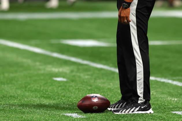 ATLANTA, GA - OCTOBER 11: An official on the field with the football during the Sunday evening NFL, American Football Herren, USA game between the Atlanta Falcons and the Baltimore Ravens on October 11, 2026 at the Mercedes-Benz Stadium in Atlanta, Georgia. (Photo by David J. Griffin Icon Sportswire) NFL: OCT 11 Ravens at Falcons EDITORIAL USE ONLY Icon9532610110436