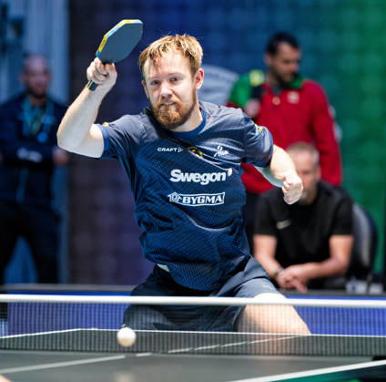 Elias Ranefur Sweden (foto-ms1476b) at the 2026 European Table tennis, Tischtennis Championships in Ljubljana LJUBLJANA, SLOVENIA - 12 OCTOBER 2026: Elias Ranefur Sweden (foto-ms1476b) in action at the European Table Tennis Championships in Stozice Arena, Ljubljana, Slovenia (Photo by Manfred Schillings) Ljubljana Stozice Arena Slovenia