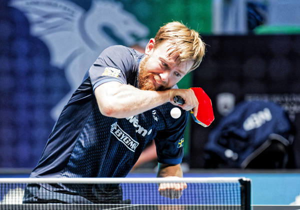 Elias Ranefur Sweden (foto-ms1477ba) at the 2026 European Table tennis, Tischtennis Championships in Ljubljana LJUBLJANA, SLOVENIA - 12 OCTOBER 2026: Elias Ranefur Sweden (foto-ms1477ba) in action at the European Table Tennis Championships in Stozice Arena, Ljubljana, Slovenia (Photo by Manfred Schillings) Ljubljana Stozice Arena Slovenia