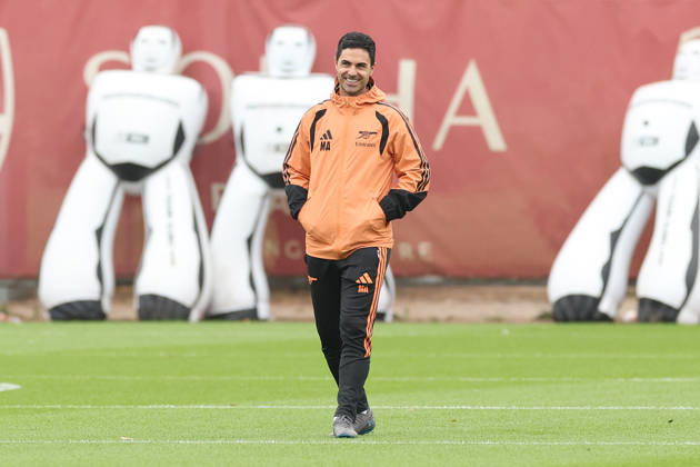 Arsenal Training & Media Conference, Champions League Arsenal Manager, Mikel Arteta smiles during the Arsenal training session at the Arsenal FC Training Centre, ahead of UEFA Champions League Matchday 2 v Lille, London Colney, England on 12 October 2026 Credit: Tiego Grenho Every Second Media Editorial use only. All images are copyright Every Second Media Limited. No images may be reproduced without prior permission. Copyright: xIMAGO EveryxSecondxMediax ESM-2214-0012 TiegoxGrenhox xEveryxSecondxMediax