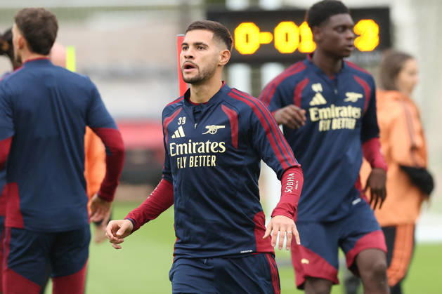 Arsenal Training & Media Conference, Champions League Bruno Guimaraes of Arsenal during the Arsenal training session at the Arsenal FC Training Centre, ahead of UEFA Champions League Matchday 2 v Lille, London Colney, England on 12 October 2026 Credit: Tiego Grenho Every Second Media Editorial use only. All images are copyright Every Second Media Limited. No images may be reproduced without prior permission. Copyright: xIMAGO EveryxSecondxMediax ESM-2214-0013 TiegoxGrenhox xEveryxSecondxMediax