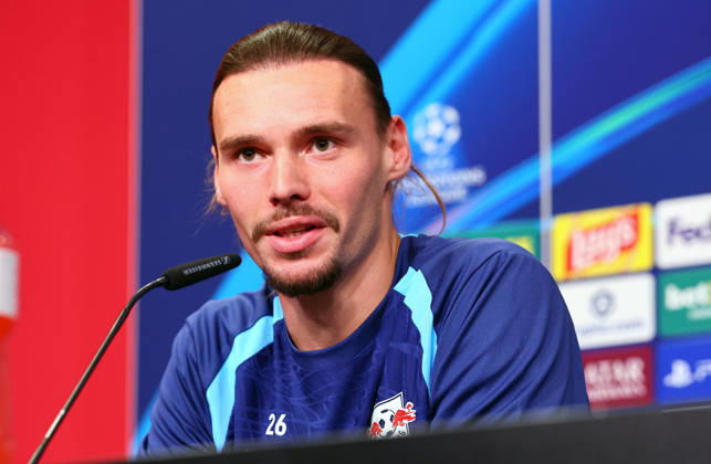 RB Leipzig - PK Champions League Leipzig, 12.10.2026, RB Akademie, UEFA Champions League , RB Leipzig - Pressekonferenz am Vortag von RB Leipzig v. PSV Eindhoven , Im Bild: Torwart Maarten Vandevoordt (26, RB Leipzig) ,