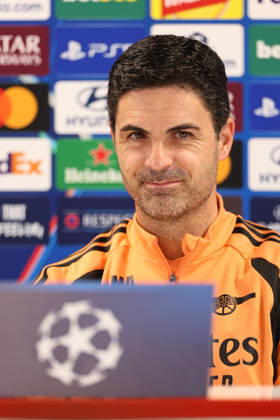 Arsenal Training & Media Conference, Champions League Arsenal Manager, Mikel Arteta during the Arsenal media conference at the Arsenal FC Training Centre, ahead of UEFA Champions League Matchday 2 v Lille, London Colney, England on 12 October 2026 Credit: Tiego Grenho Every Second Media Editorial use only. All images are copyright Every Second Media Limited. No images may be reproduced without prior permission. Copyright: xIMAGO EveryxSecondxMediax ESM-2214-0056 TiegoxGrenhox xEveryxSecondxMediax