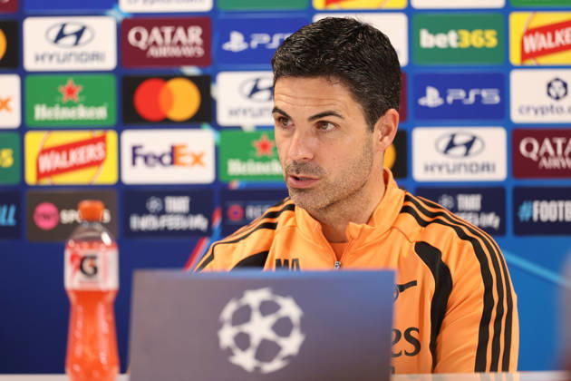 Arsenal Training & Media Conference, Champions League Arsenal Manager, Mikel Arteta during the Arsenal media conference at the Arsenal FC Training Centre, ahead of UEFA Champions League Matchday 2 v Lille, London Colney, England on 12 October 2026 Credit: Tiego Grenho Every Second Media Editorial use only. All images are copyright Every Second Media Limited. No images may be reproduced without prior permission. Copyright: xIMAGO EveryxSecondxMediax ESM-2214-0058 TiegoxGrenhox xEveryxSecondxMediax