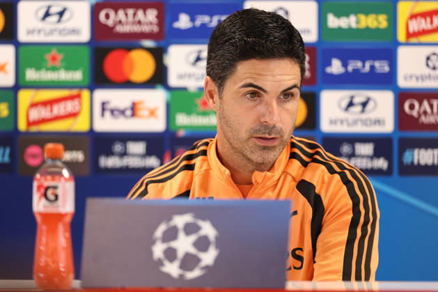 Arsenal Training & Media Conference, Champions League Arsenal Manager, Mikel Arteta during the Arsenal media conference at the Arsenal FC Training Centre, ahead of UEFA Champions League Matchday 2 v Lille, London Colney, England on 12 October 2026 Credit: Tiego Grenho Every Second Media Editorial use only. All images are copyright Every Second Media Limited. No images may be reproduced without prior permission. Copyright: xIMAGO EveryxSecondxMediax ESM-2214-0063 TiegoxGrenhox xEveryxSecondxMediax