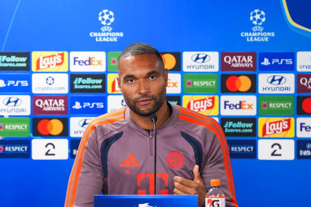 Soccer, Champions League 2026–2027, Viking, Bayern Munich, Stavanger, October 12, 2026: Bayern Munich’s Jonathan Tah during a press conference ahead of training at Lyse Arena in Stavanger, the day of the Champions League match between Viking and Bayern Munich. Photo: Lise Aserud, NTB, Stavanger, Norway. EDITORIAL USE ONLY. RESTRICTED USE FOR BETTING COMPANIES Copyright: xLisexAserudxx xNTBx