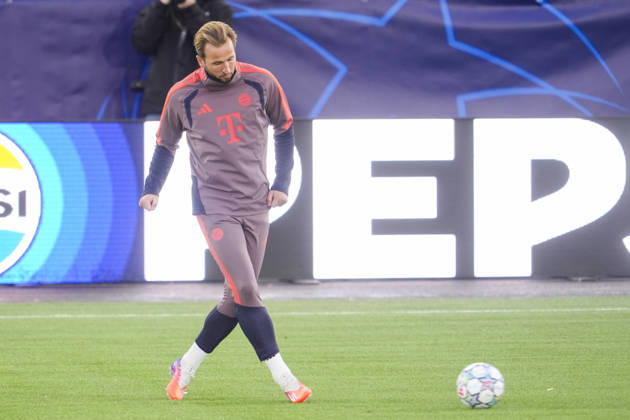 Soccer, Champions League 2026–2027, Viking, Bayern Munich, Stavanger, October 12, 2026: Bayern Munich’s Harry Kane trains at Lyse Arena in Stavanger, the day of the Champions League match between Viking and Bayern Munich. Photo: Lise Aserud, NTB, Stavanger, Norway. EDITORIAL USE ONLY. RESTRICTED USE FOR BETTING COMPANIES Copyright: xLisexAserudxx xNTBx