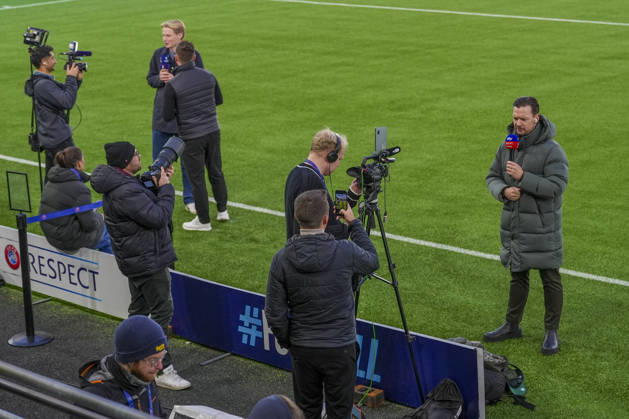 Soccer, Champions League 2026–2027, Viking vs. Bayern Munich, Oslo, October 12, 2026. Many foreign and Norwegian media outlets are present as Bayern Munich trains at Lyse Arena in Stavanger, the day before the Champions League match between Viking and Bayern Munich. Photo: Lise Aserud, NTB, Stavanger, Norway. EDITORIAL USE ONLY. RESTRICTED USE FOR BETTING COMPANIES. Copyright: xLisexAserudx xNTBx