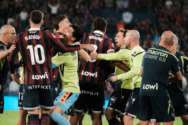 RECORD DATE NOT STATED ESP: LaLiga EA Sports UD Levante v Sevilla FC players of Levante celebrate during LaLiga EA Sports, between UD Levante v Sevilla CF played at Ciudad de Valencia Stadium in Valencia on October 12, 2026 in Spain; Valencia Spain Futbol Copyright: xAgenciaxLOFx