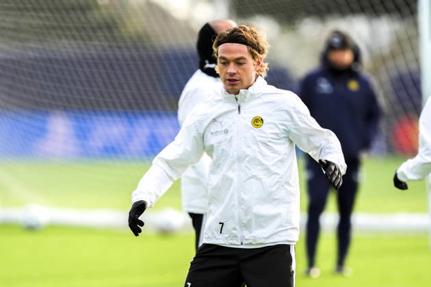 Soccer, Champions League 2026–2027, Bodo Glimt, Borussia Dortmund, Bodo, October 13, 2026: Patrick Berg and the Bodo Glimt team train at Aspmyra Stadium, the day of the Champions League match between Bodo Glimt and Borussia Dortmund. Photo: Terje Pedersen, NTB, Bodo, Norway. EDITORIAL USE ONLY. RESTRICTED USE FOR BETTING COMPANIES.  Copyright: xTerjexPedersenx xNTBx