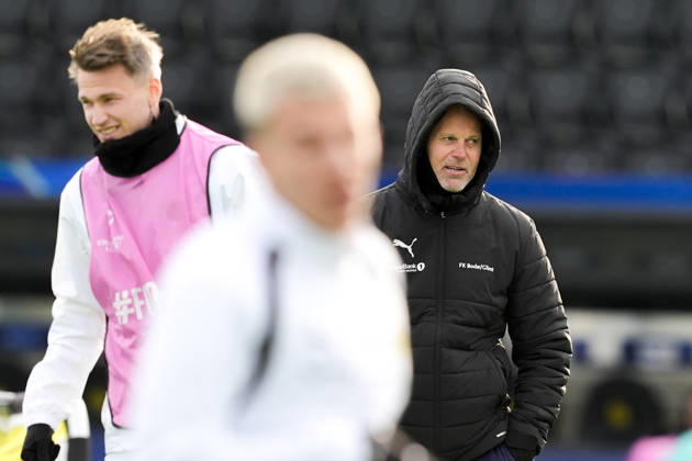 Soccer, Champions League 2026–2027, Bodo Glimt, Borussia Dortmund, Bodo, October 13, 2026. Coach Kjetil Knudsen during Bodo Glimt’s training session at Aspmyra Stadium, the day of the Champions League match between Bodo Glimt and Borussia Dortmund. Photo: Terje Pedersen, NTB, Bodo, Norway. EDITORIAL USE ONLY. RESTRICTED USE FOR BETTING COMPANIES. Copyright: xTerjexPedersenx xNTBx