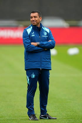 Training Champions League Feyenoord Rotterdam 2026 2027 Rotterdam - Coach Giovanni van Bronckhorst of Feyenoord Rotterdam shares a laugh during a training before the Champions League match against Como 1907. The training is set at Trainingscomplex 1908 on 13 October 2026 in Rotterdam, Netherlands. (Hero Images Yannick Verhoeven) Copyright: xYannickxVerhoevenx
