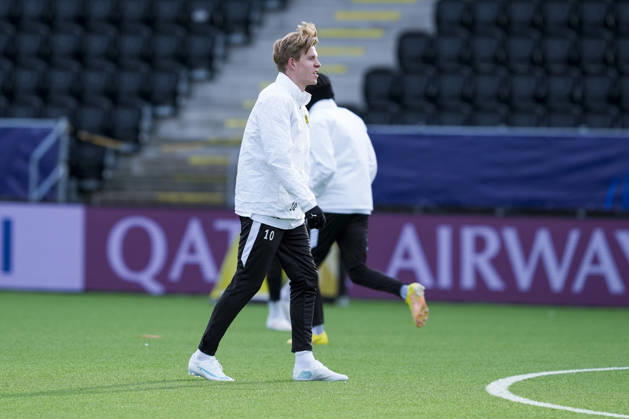 Champions League Bodo Glimt Borussia Dortmund Bodo 20261013 Jens Petter Hauge and Bodo Glimt’s training session at Aspmyra Stadium, the day of the Champions League match between Bodo Glimt and Borussia Dortmund. Photo: Terje Pedersen, NTB, Bodo, Norway. EDITORIAL USE ONLY. RESTRICTED USE FOR BETTING COMPANIES.  Copyright: xTerjexPedersenx xNTBx