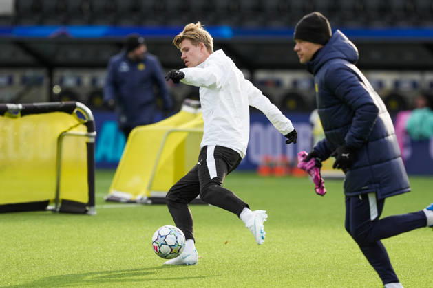 Champions League Bodo Glimt Borussia Dortmund Bodo 20261013 Jens Petter Hauge and Bodo Glimt’s training session at Aspmyra Stadium, the day of the Champions League match between Bodo Glimt and Borussia Dortmund. Photo: Terje Pedersen, NTB, Bodo, Norway. EDITORIAL USE ONLY. RESTRICTED USE FOR BETTING COMPANIES.  Copyright: xTerjexPedersenx xNTBx