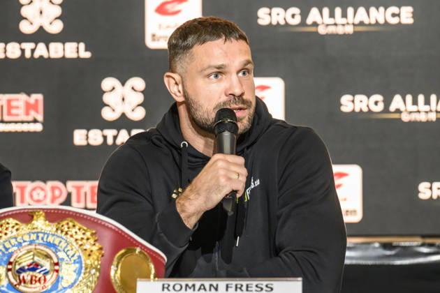 im Bild v.l.: Roman Fress – WBO-Inter-Continential-Champion, GER, Magdeburg, SES, Erste Pressekonferenz vor der SES-Box-Gala am Samstag, 14. November 2026, Messe Magdeburg, 13.10.2026, Copyright: HMBxMedia UwexKoch