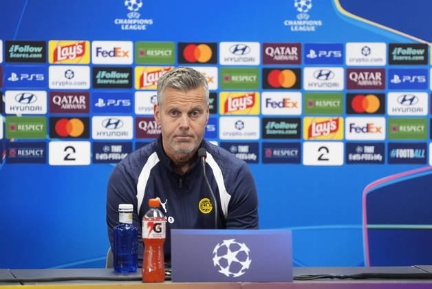 Soccer, Champions League 2026–2027, Bodo Glimt, Borussia Dortmund, Bodo, October 13, 2026: Kjetil Knudsen speaks during Bodo Glimt’s press conference at Aspmyra Stadium, the day of the Champions League match between Bodo Glimt and Borussia Dortmund. Photo: Terje Pedersen, NTB, Bodo, Norway. EDITORIAL USE ONLY. RESTRICTED USE FOR BETTING COMPANIES.  Copyright: xTerjexPedersenx xNTBx