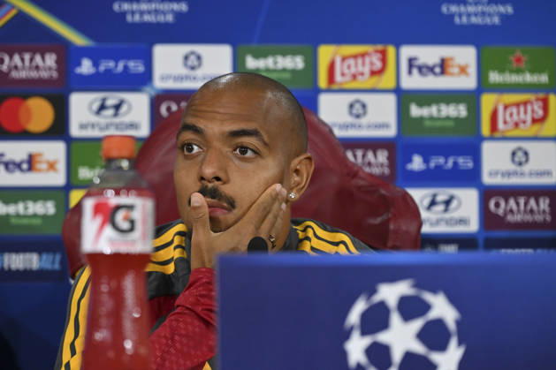 IPA89631955 - Donyell Malen of Roma during the 2026-2027 UEFA Champions League match between AS Roma and Real Madrid, at the press conference, PK, Pressekonferenz and pre-match training session at the Trigoria Training Center on October 13, 2026, in Rome, Rome. during the AS Roma press conference for the UEFA Champions League soccer match in Rome, Italy, on October 13, 2026  Copyright: xRobertoxRamaccia IPAxSportx xx IPA89631955