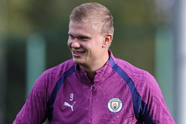 UEFA Champions League press conference, PK, Pressekonferenz and open training Matchday 2 of 8 Manchester City v Paris Saint-Germain Erling Haaland of Manchester City in the training session during the UEFA Champions League press conference and open training Matchday 2 of 8 Manchester City vs Paris Saint-Germain at City Football Academy, Manchester, United Kingdom on 13 October 2026 (Photo by Mark Cosgrove News Images) Manchester City Football Academy Greater Manchester United, ManU Kingdom Copyright: xMarkxCosgrove NewsxImagesx