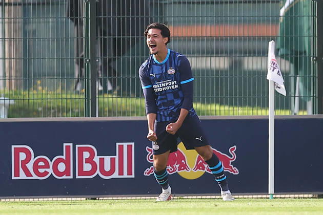 RB Leipzig U19 - PSV Eindhoven U19 UEFA Youth League Leipzig, 13.10.2026, Trainingszentrum am Cottaweg, Fußball, Saison 2026 2027, U19 Junioren, UEFA Youth League, 2. Spieltag , RB Leipzig U19 - PSV Eindhoven U19 1:6 (1:1) , Im Bild: Tor für Eindhoven, Torjubel nach dem 1:3, Torschütze Emre Duran Can (14 , Eindhoven) , Nur für journalistische Zwecke! For editorial use only! , UEFA regulations prohibit any use of photographs as image sequences and or quasi-video. ,