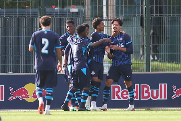 RB Leipzig U19 - PSV Eindhoven U19 UEFA Youth League Leipzig, 13.10.2026, Trainingszentrum am Cottaweg, Fußball, Saison 2026 2027, U19 Junioren, UEFA Youth League, 2. Spieltag , RB Leipzig U19 - PSV Eindhoven U19 1:6 (1:1) , Im Bild: Tor für Eindhoven, Torjubel nach dem 1:3, Torschütze Emre Duran Can (14 , Eindhoven) , Nur für journalistische Zwecke! For editorial use only! , UEFA regulations prohibit any use of photographs as image sequences and or quasi-video. ,