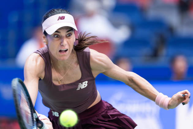 2026 WTA, Tennis Damen Wuhan Open in Wuhan, China- 13 Oct 2026 Sorana Cirstea of Romania seen in action with Hanyu Guo of China (Not in view) during the Wuhan Open final match at the Optics Valley International Tennis Center. Hanyu Guo defeated Sorana Cirstea with a score of 1-6, 7-6, 7-5. Wuhan China Copyright: xRenxYongx xSOPAxImagesx DSC06440