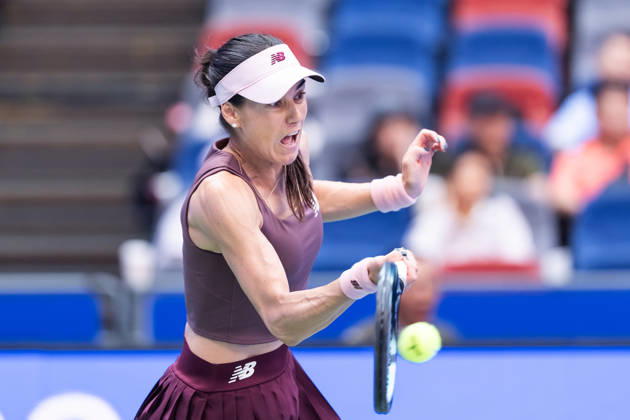 2026 WTA, Tennis Damen Wuhan Open in Wuhan, China- 13 Oct 2026 Sorana Cirstea of Romania seen in action with Hanyu Guo of China (Not in view) during the Wuhan Open final match at the Optics Valley International Tennis Center. Hanyu Guo defeated Sorana Cirstea with a score of 1-6, 7-6, 7-5. Wuhan China Copyright: xRenxYongx xSOPAxImagesx DSC06452