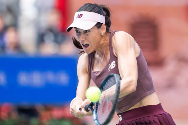 October 13, 2026, Wuhan, Hubei, China: Sorana Cirstea of Romania seen in action with Hanyu Guo of China (Not in view) during the Wuhan Open final match at the Optics Valley International Tennis Center. Hanyu Guo defeated Sorana Cirstea with a score of 1-6, 7-6, 7-5. 2026 WTA, Tennis Damen Wuhan Open In Wuhan, China- 13 Oct 2026  - ZUMAs197 20261013_aaa_s197_094 Copyright: xRenxYongx