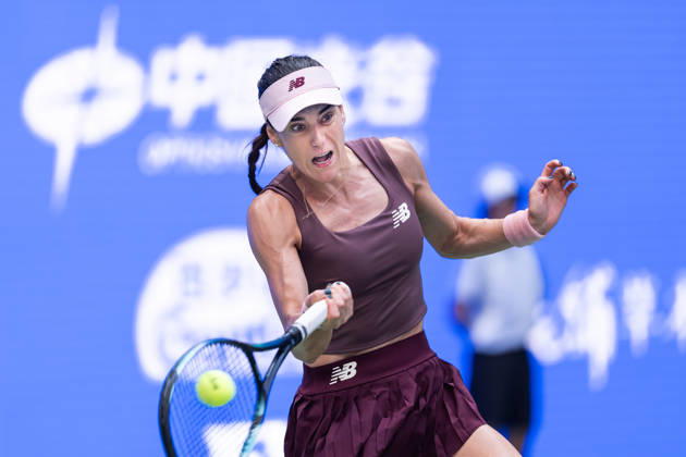 October 13, 2026, Wuhan, Hubei, China: Sorana Cirstea of Romania seen in action with Hanyu Guo of China (Not in view) during the Wuhan Open final match at the Optics Valley International Tennis Center. Hanyu Guo defeated Sorana Cirstea with a score of 1-6, 7-6, 7-5. 2026 WTA, Tennis Damen Wuhan Open In Wuhan, China- 13 Oct 2026  - ZUMAs197 20261013_aaa_s197_095 Copyright: xRenxYongx