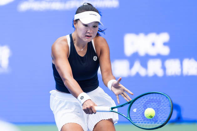 October 13, 2026, Wuhan, Hubei, China: Hanyu Guo of China seen in action with Sorana Cirstea of Romania ( not in view) during the Wuhan Open final match at the Optics Valley International Tennis Center. Hanyu Guo defeated Sorana Cirstea with a score of 1-6, 7-6, 7-5. Wuhan China - ZUMAs197 20261013_aaa_s197_099 Copyright: xRenxYongx