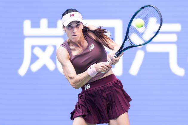 October 13, 2026, Wuhan, Hubei, China: Sorana Cirstea of Romania seen in action with Hanyu Guo of China (Not in view) during the Wuhan Open final match at the Optics Valley International Tennis Center. Hanyu Guo defeated Sorana Cirstea with a score of 1-6, 7-6, 7-5. 2026 WTA, Tennis Damen Wuhan Open In Wuhan, China- 13 Oct 2026  - ZUMAs197 20261013_aaa_s197_100 Copyright: xRenxYongx