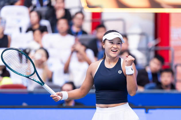 October 13, 2026, Wuhan, Hubei, China: Hanyu Guo of China celebrates her win against Sorana Cirstea of Romania (not in view) during the women s singles match on day 2 of Wuhan Open at the Optics Valley International Tennis Center. Hanyu Guo defeated Sorana Cirstea with a score of 1-6, 7-6, 7-5. 2026 WTA, Tennis Damen Wuhan Open In Wuhan, China- 13 Oct 2026  - ZUMAs197 20261013_aaa_s197_101 Copyright: xRenxYongx