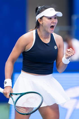 October 13, 2026, Wuhan, Hubei, China: Hanyu Guo of China celebrates her win against Sorana Cirstea of Romania (not in view) during the women s singles match on day 2 of Wuhan Open at the Optics Valley International Tennis Center. Hanyu Guo defeated Sorana Cirstea with a score of 1-6, 7-6, 7-5. 2026 WTA, Tennis Damen Wuhan Open In Wuhan, China- 13 Oct 2026  - ZUMAs197 20261013_aaa_s197_104 Copyright: xRenxYongx