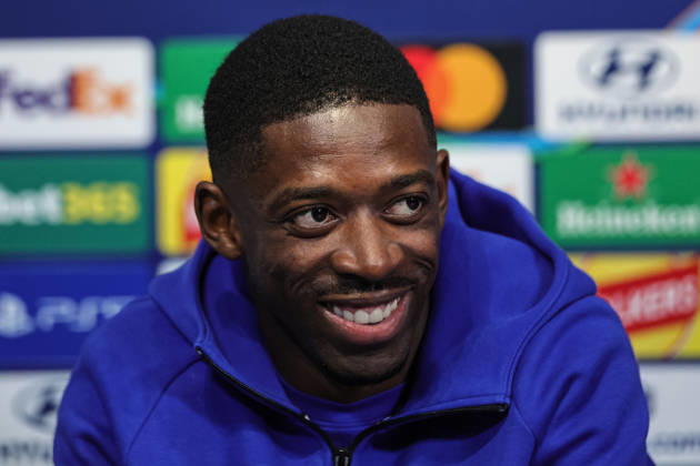 UEFA Champions League press conference, PK, Pressekonferenz and open training Matchday 2 of 8 Manchester City v Paris Saint-Germain Ousmane Dembele of Paris Saint-Germain speaks during the UEFA Champions League press conference and open training Matchday 2 of 8 Manchester City vs Paris Saint-Germain at City Football Academy, Manchester, United Kingdom on 13 October 2026 (Photo by Mark Cosgrove News Images) Manchester City Football Academy Greater Manchester United, ManU Kingdom Copyright: xMarkxCosgrove NewsxImagesx