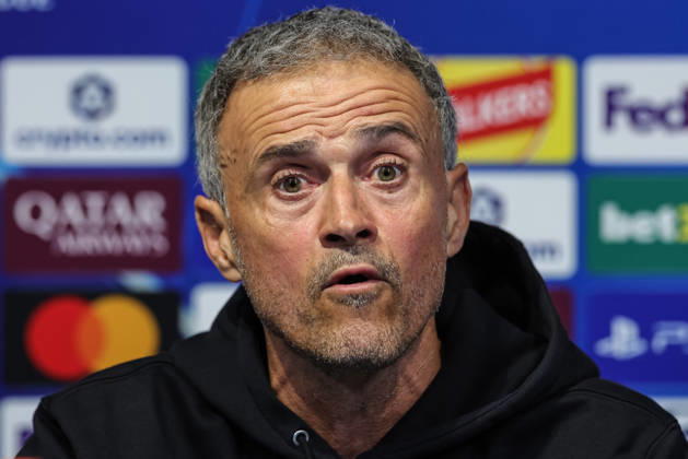 UEFA Champions League press conference, PK, Pressekonferenz and open training Matchday 2 of 8 Manchester City v Paris Saint-Germain Luis Enrique manager of Paris Saint-Germain speaks during the UEFA Champions League press conference and open training Matchday 2 of 8 Manchester City vs Paris Saint-Germain at City Football Academy, Manchester, United Kingdom on 13 October 2026 (Photo by Mark Cosgrove News Images) Manchester City Football Academy Greater Manchester United, ManU Kingdom Copyright: xMarkxCosgrove NewsxImagesx