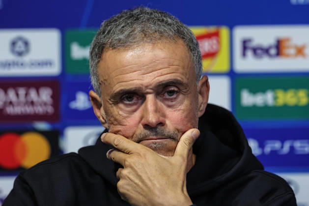 UEFA Champions League press conference, PK, Pressekonferenz and open training Matchday 2 of 8 Manchester City v Paris Saint-Germain Luis Enrique manager of Paris Saint-Germain speaks during the UEFA Champions League press conference and open training Matchday 2 of 8 Manchester City vs Paris Saint-Germain at City Football Academy, Manchester, United Kingdom on 13 October 2026 (Photo by Mark Cosgrove News Images) Manchester City Football Academy Greater Manchester United, ManU Kingdom Copyright: xMarkxCosgrove NewsxImagesx