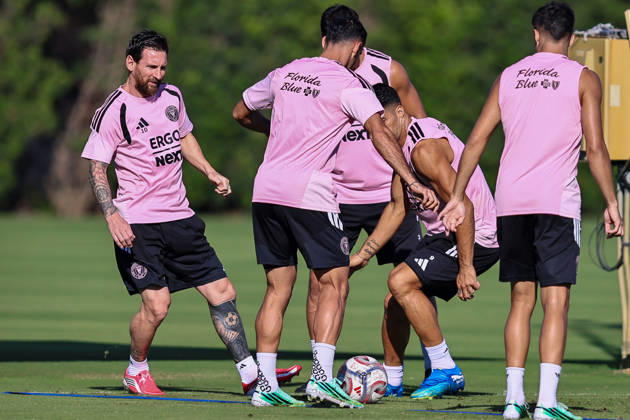 FORT LAUDERDALE, FL - OCTOBER 13: Inter Miami CF forward Lionel Messi (10) and Inter Miami CF forward Luis Suarez (9) are seen during an Inter Miami Training Session at Florida Blue Training Center on October 13, 2026 in Fort Lauderdale, Florida. (Photo by Chris Arjoon Icon Sportswire) SOCCER: OCT 13 Inter Miami CF Training EDITORIAL USE ONLY Icon2610130000027