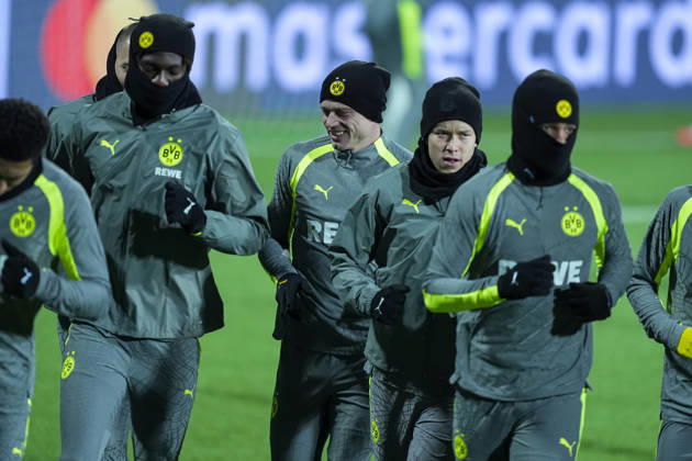 Champions League Bodo Glimt Borussia Dortmund Bodo 20261013 Borussia Dortmund trains at Aspmyra Stadium on the day of the Champions League soccer match between Bodo Glimt and Borussia Dortmund. Photo: Terje Pedersen, NTB, Bodo, Norway. EDITORIAL USE ONLY. RESTRICTED USE FOR BETTING COMPANIES.  Copyright: xTerjexPedersenx xNTBx