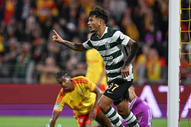 261013 RC Lens vs Sporting CP Luis Suarez (97) of Sporting CP celebrates after scoring the 0-1 goal during the Uefa Champions League matchday 2 game in the League phase in season 2026 - 2027 between Racing Club de Lens and Sporting CP Lisbon on October 13 , 2026 in Lens, France. (Photo by David Catry Sportpix) Lens Stade Bollaert Delelis France  Copyright: xSportpixxDavidxCatryx