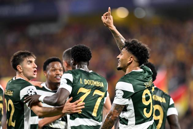 261013 RC Lens vs Sporting CP Luis Suarez (97) of Sporting CP celebrates after scoring the 0-1 goal during the Uefa Champions League matchday 2 game in the League phase in season 2026 - 2027 between Racing Club de Lens and Sporting CP Lisbon on October 13 , 2026 in Lens, France. (Photo by David Catry Sportpix) Lens Stade Bollaert Delelis France  Copyright: xSportpixxDavidxCatryx