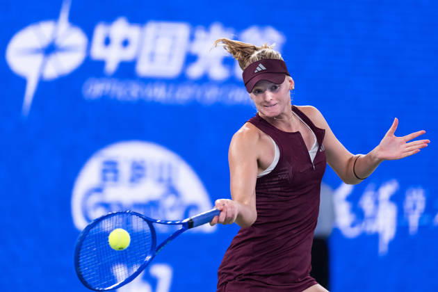 October 13, 2026, Wuhan, Hubei, China: American tennis player Ashlyn Krueger, seen in action during the Wuhan Open final match played at the Optics Valley International Tennis Center against Chinese tennis player Shuai Zhang (Not in picture) in Wuhan. Ashlyn Krueger defeated Shuai Zhang with a score of 6-3, 6-0. 2026 WTA, Tennis Damen Wuhan Open: Ashlyn Krueger - Shuai Zhang In Wuhan, China - 13 Oct 2026  - ZUMAs197 20261013_aaa_s197_156 Copyright: xRenxYongx