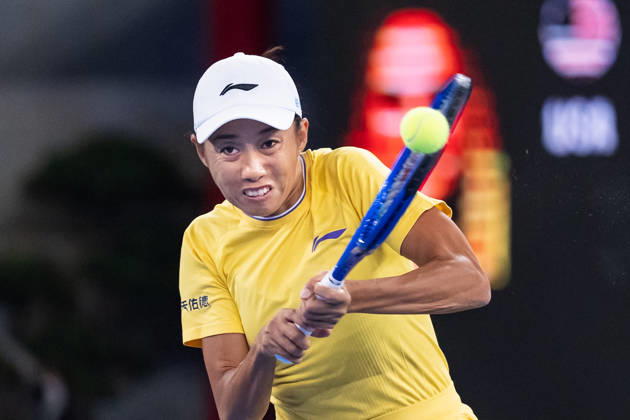 October 13, 2026, Wuhan, Hubei, China: Chinese tennis player Shuai Zhang, seen in action during the Wuhan Open final match played at the Optics Valley International Tennis Center against American tennis player Ashlyn Krueger (Not in picture) in Wuhan. Ashlyn Krueger defeated Shuai Zhang with a score of 6-3, 6-0. 2026 WTA, Tennis Damen Wuhan Open: Ashlyn Krueger - Shuai Zhang In Wuhan, China - 13 Oct 2026  - ZUMAs197 20261013_aaa_s197_161 Copyright: xRenxYongx