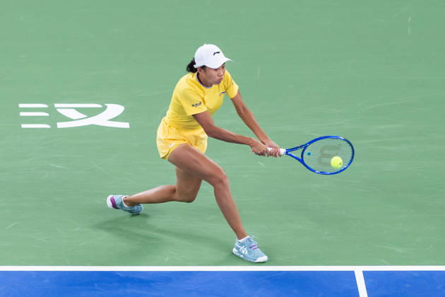 October 13, 2026, Wuhan, Hubei, China: Chinese tennis player Shuai Zhang, seen in action during the Wuhan Open final match played at the Optics Valley International Tennis Center against American tennis player Ashlyn Krueger (Not in picture) in Wuhan. Ashlyn Krueger defeated Shuai Zhang with a score of 6-3, 6-0. 2026 WTA, Tennis Damen Wuhan Open: Ashlyn Krueger - Shuai Zhang In Wuhan, China - 13 Oct 2026  - ZUMAs197 20261013_aaa_s197_172 Copyright: xRenxYongx