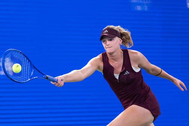 October 13, 2026, Wuhan, Hubei, China: American tennis player Ashlyn Krueger, seen in action during the Wuhan Open final match played at the Optics Valley International Tennis Center against Chinese tennis player Shuai Zhang (Not in picture) in Wuhan. Ashlyn Krueger defeated Shuai Zhang with a score of 6-3, 6-0. 2026 WTA, Tennis Damen Wuhan Open: Ashlyn Krueger - Shuai Zhang In Wuhan, China - 13 Oct 2026  - ZUMAs197 20261013_aaa_s197_180 Copyright: xRenxYongx