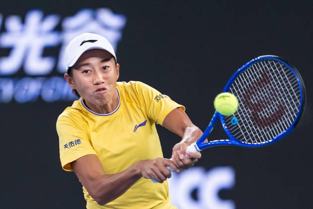 October 13, 2026, Wuhan, Hubei, China: Chinese tennis player Shuai Zhang, seen in action during the Wuhan Open final match played at the Optics Valley International Tennis Center against American tennis player Ashlyn Krueger (Not in picture) in Wuhan. Ashlyn Krueger defeated Shuai Zhang with a score of 6-3, 6-0. 2026 WTA, Tennis Damen Wuhan Open: Ashlyn Krueger - Shuai Zhang In Wuhan, China - 13 Oct 2026  - ZUMAs197 20261013_aaa_s197_188 Copyright: xRenxYongx