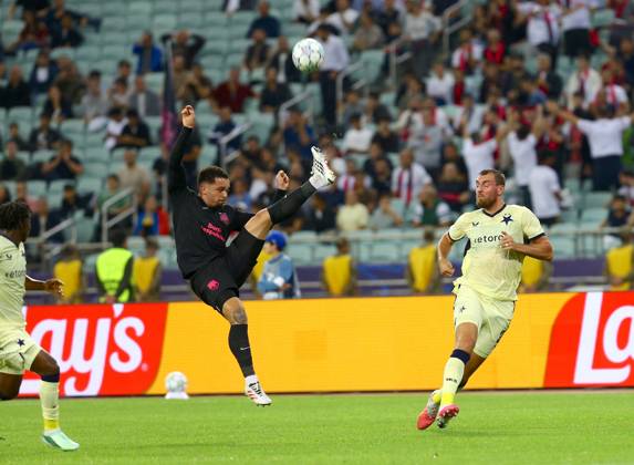 Sabah FK v Slavia Prague - UEFA Champions League BAKU, AZERBAIJAN - OCTOBER 13 : Players in action during the UEFA Champions League match day two between Sabah FK and Slavia Prague at Olympic Stadium in Baku, Azerbaijan on October 13, 2026. Resul Rehimov Anadolu Baku Azerbaijan. Editorial use only. Please get in touch for any other usage.  Copyright: x2026xAnadoluxResulxRehimovx